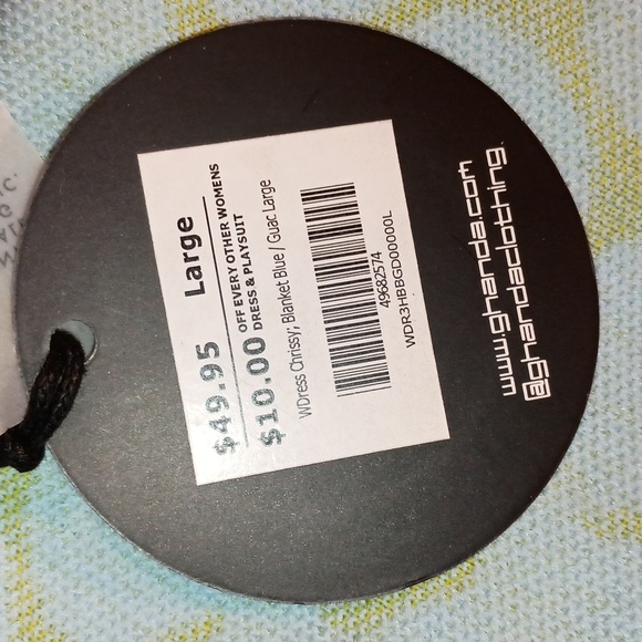 Ghanda Clotting mini Chrissy Dress Size L Baby blue and guacamole yellow. - Picture 10 of 14